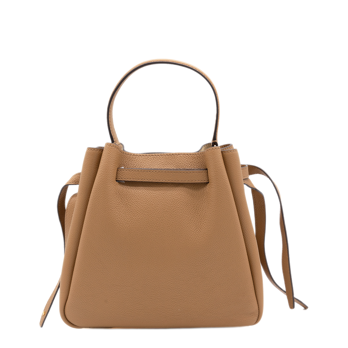 Pebbled Leather Bucket Bag - Caramel