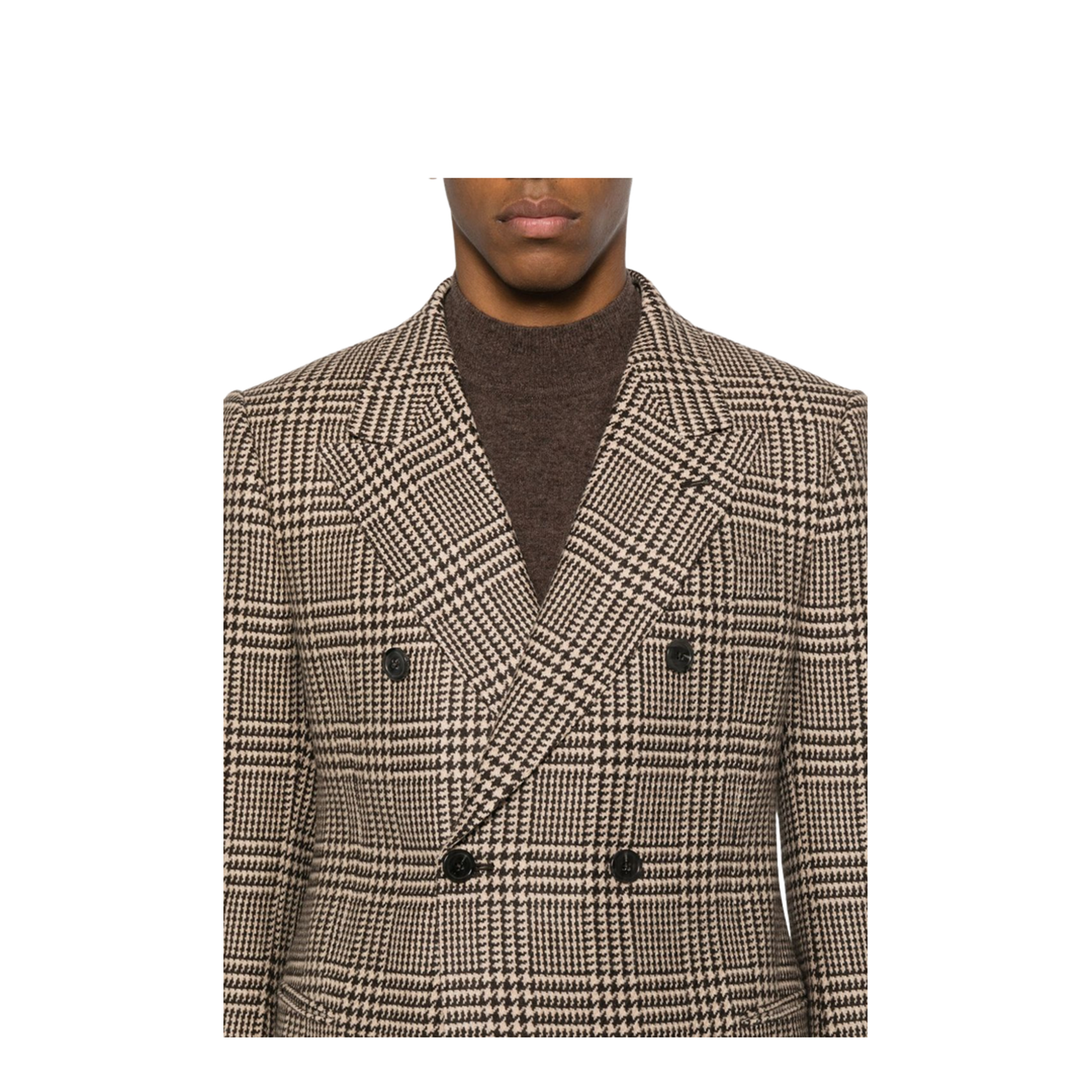 Brown Houndstooth Double Breasted Jacket