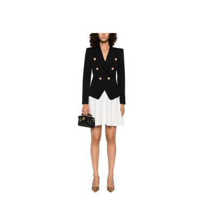 Black Virgin Wool 6-Button Jacket