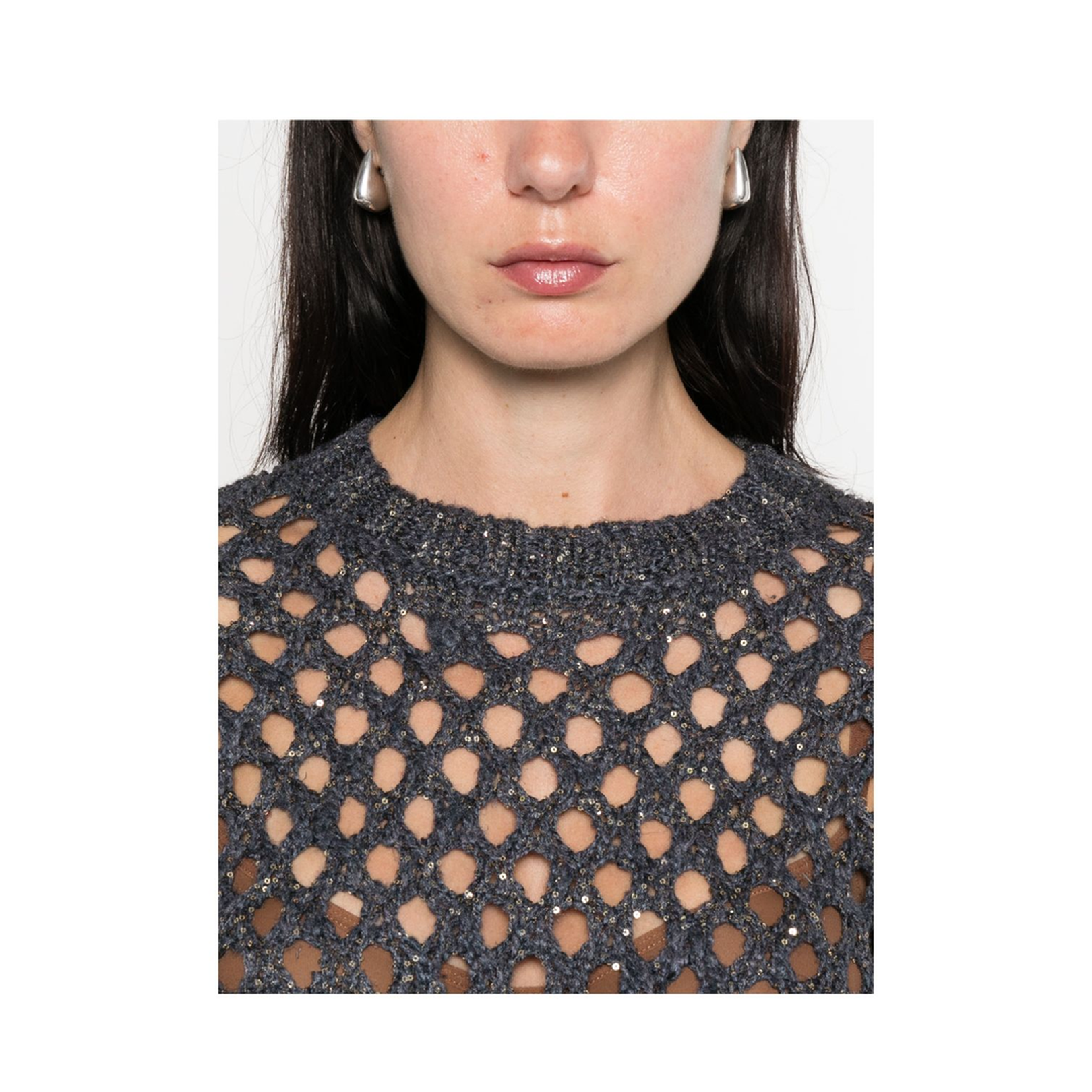 Open-knit Crewneck Sweater