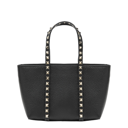 Rockstud Small Calfskin Shopping Bag - Black