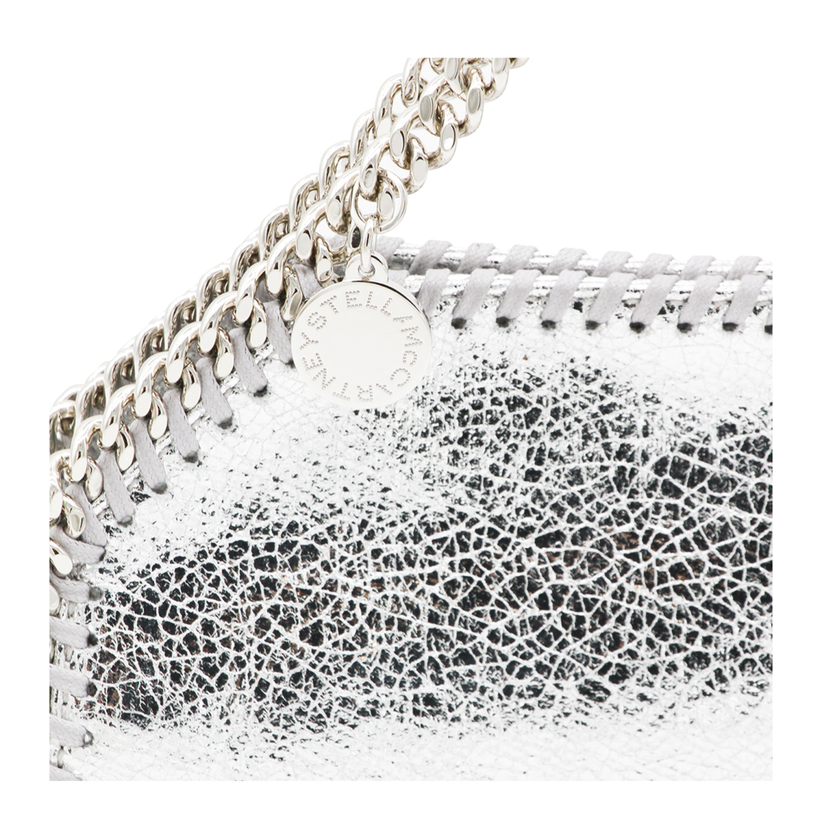 Falabella Tiny Cracked Metallic Polyester Tote Bag - Silver