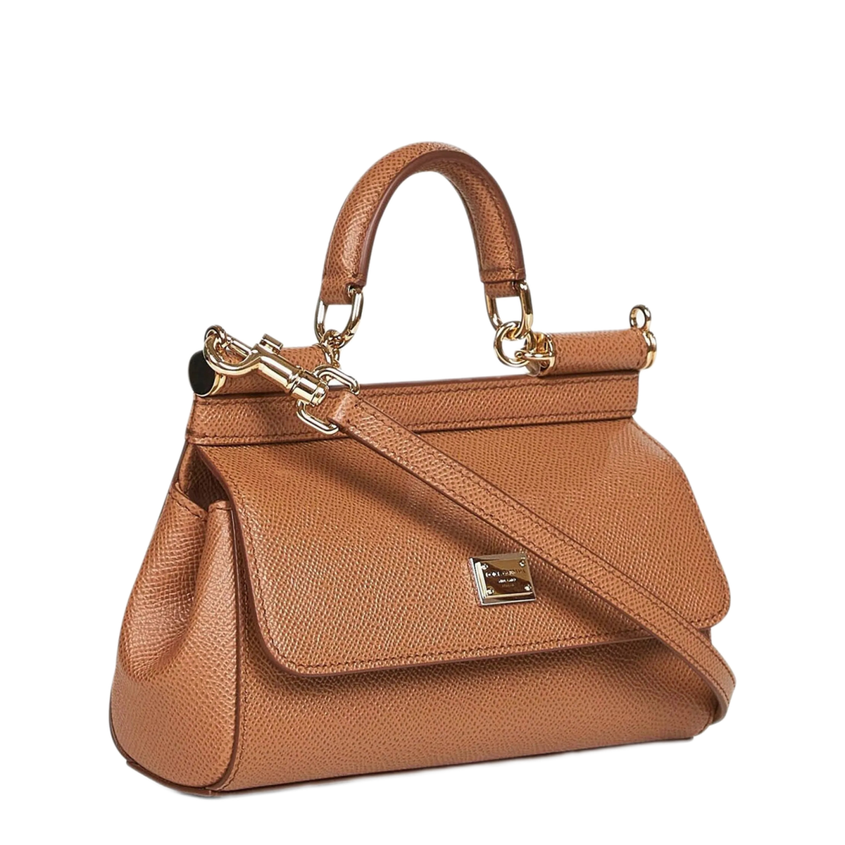 Sicily Mini Calfskin Top Handle Bag - Brown