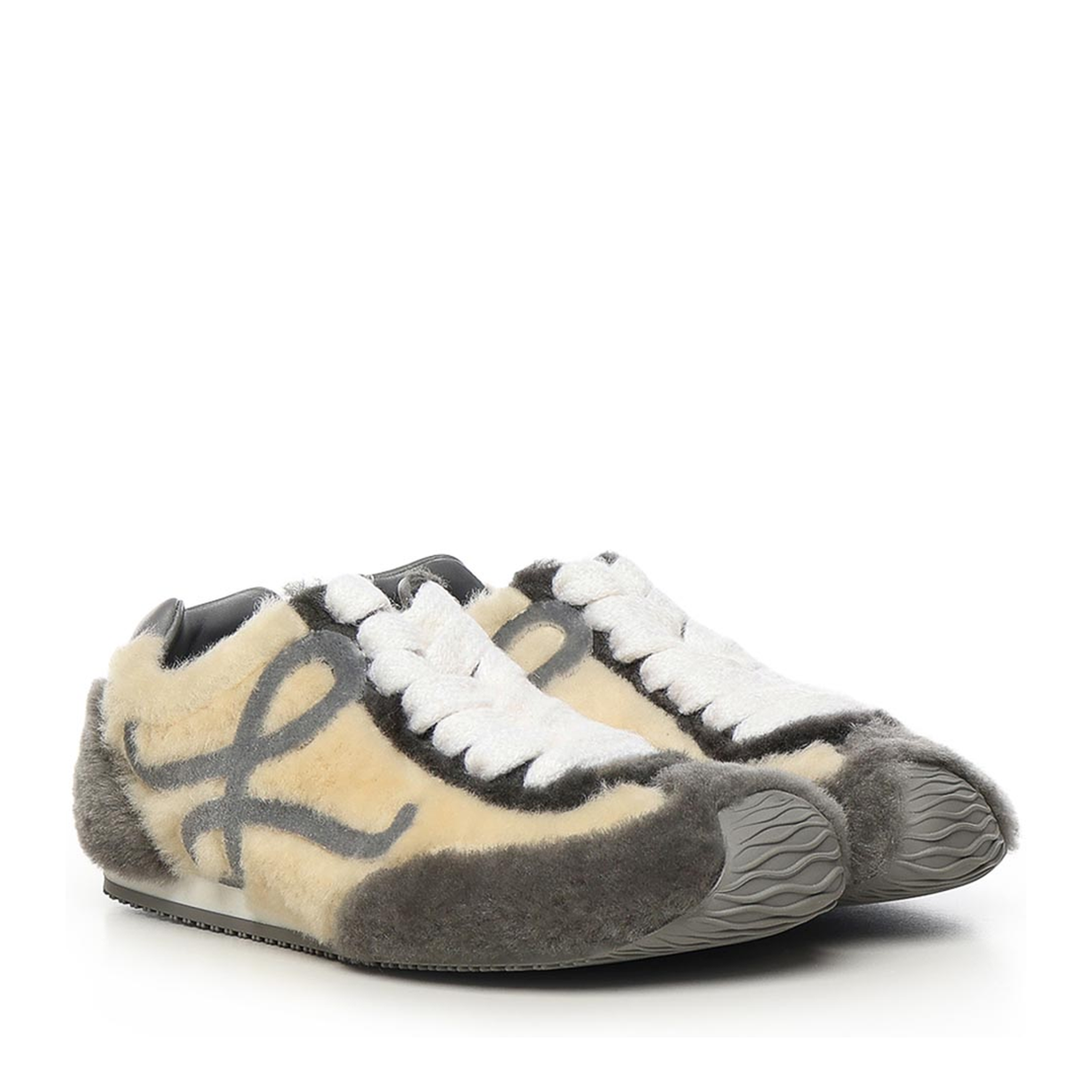 Ballet Runner Shearling Sneakers in White