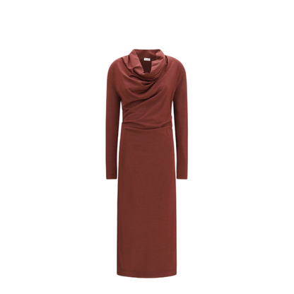 MAYFEYR - Brunello Cucinelli - Techno Wool Jersey Draped Dress With Monili - MG929AB1Z1C9813