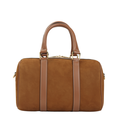 Medium Boston Nubuck Calfskin Handbag Brown
