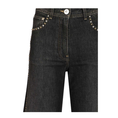 Denim Pants With Studs - Black