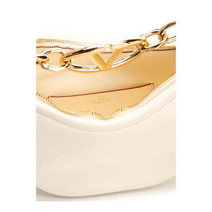 Ivory Leather Mini Hobo Vlogo Moon Handbag