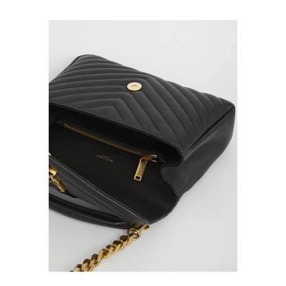 College Medium Quilted Leather Shoulder Bag - Nero