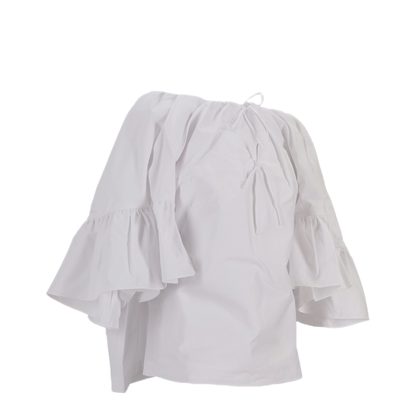 MAYFEYR - MERYLL ROGGE - Top With Back Drape And Ruffle Sleeves - 500559WS25WHITE