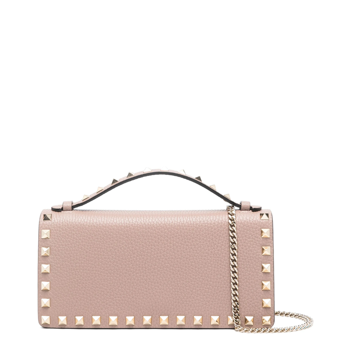 Rockstud Small Grainy Calfskin Shoulder Bag - Light Ivory