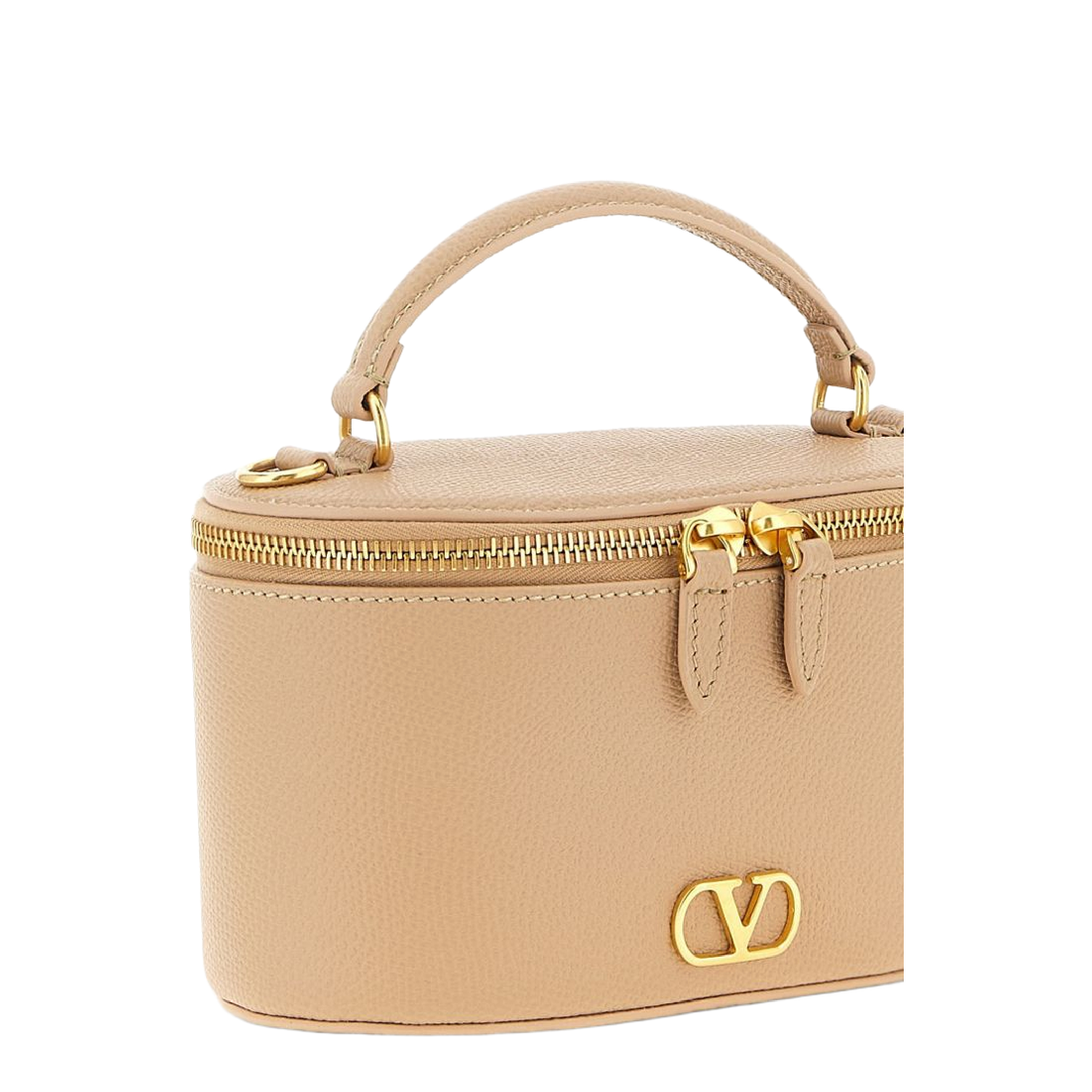 VLogo Signature Mini Grainy Calfskin Vanity Bag - Light Ivory