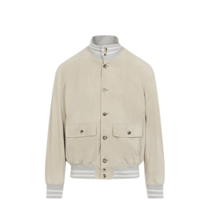 MAYFEYR - RALPH LAUREN PURPLE LABEL - Champagne Suede Bomber Jacket - 790P17574001CHAMPAGNE
