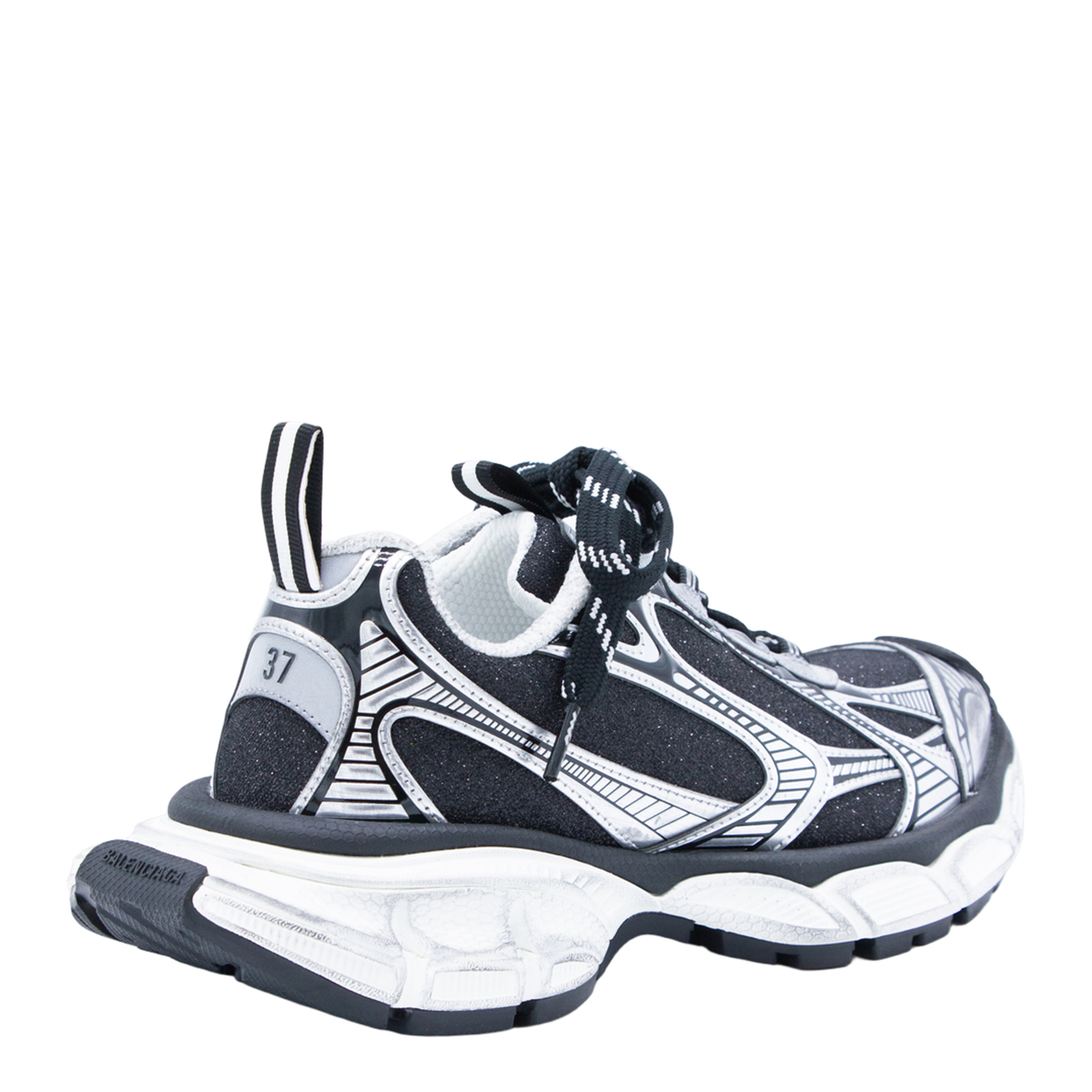 3XL Sneakers in Black and Silver with Glitter