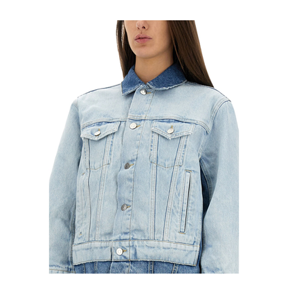 Denim Jacket with Contrasting Panel