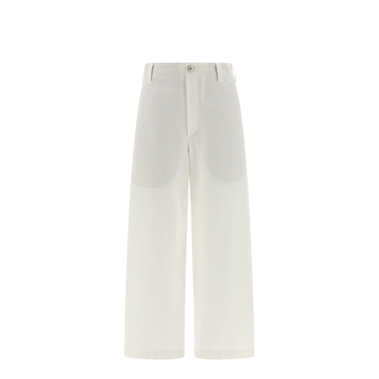 Crop Chino Trousers in Cotton and Linen Gabardine