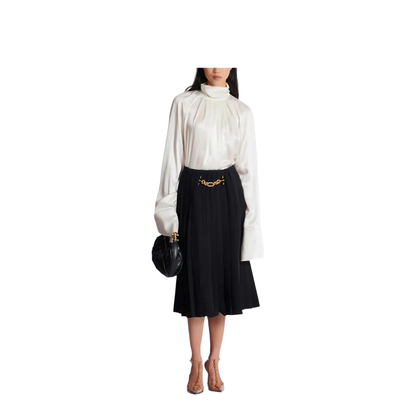 Draped Silk Blouse Shirt