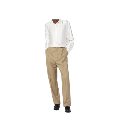 High-Waisted Pants in Wool Gabardine