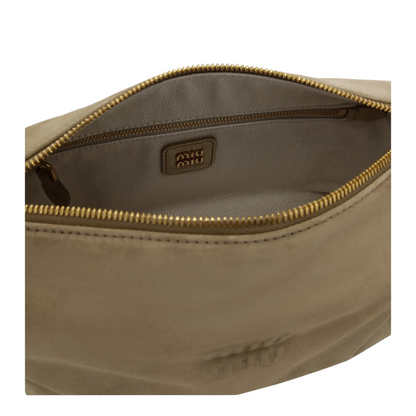 MAYFEYR - Miu Miu - Suede Leather Bowling Bag In Ecru - 5BC216OOO2CSSF0379