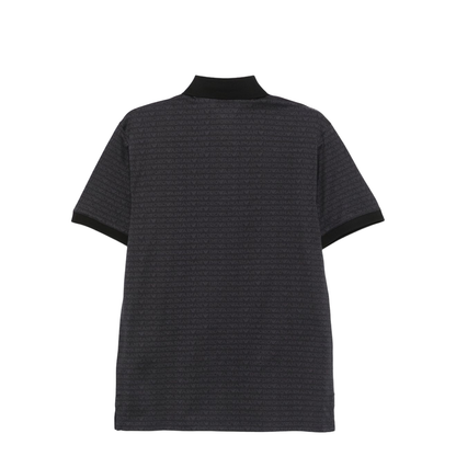 Jersey Polo Shirt with All-Over Jacquard Lettering