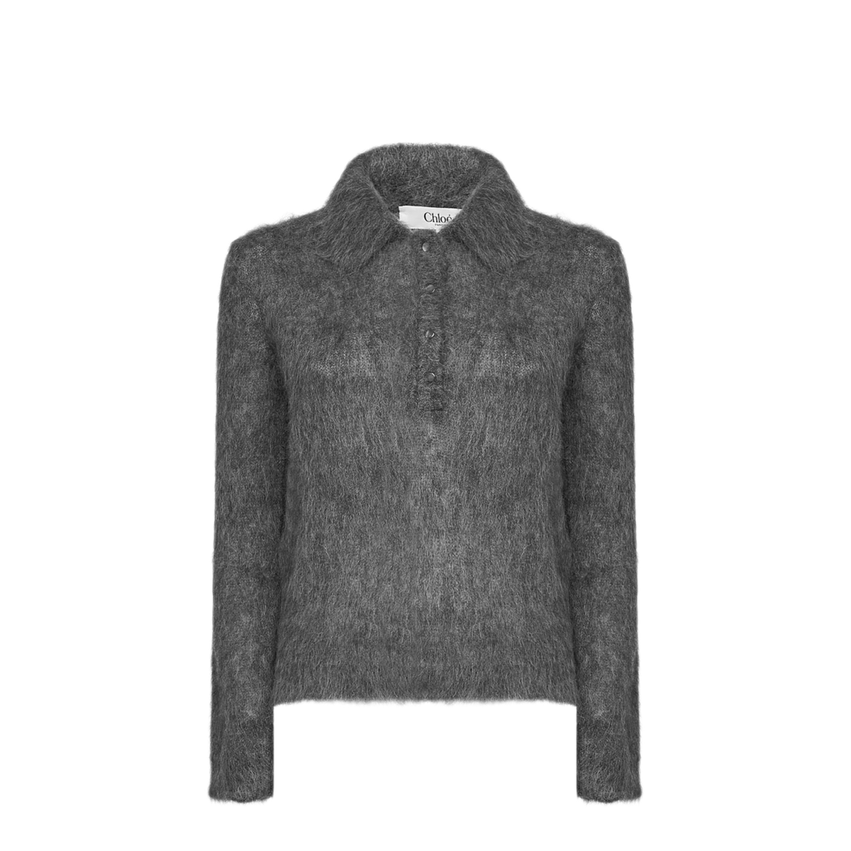 Smoky Grey Polo-Style Pullover