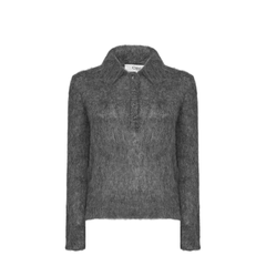 Smoky Grey Polo-Style Pullover