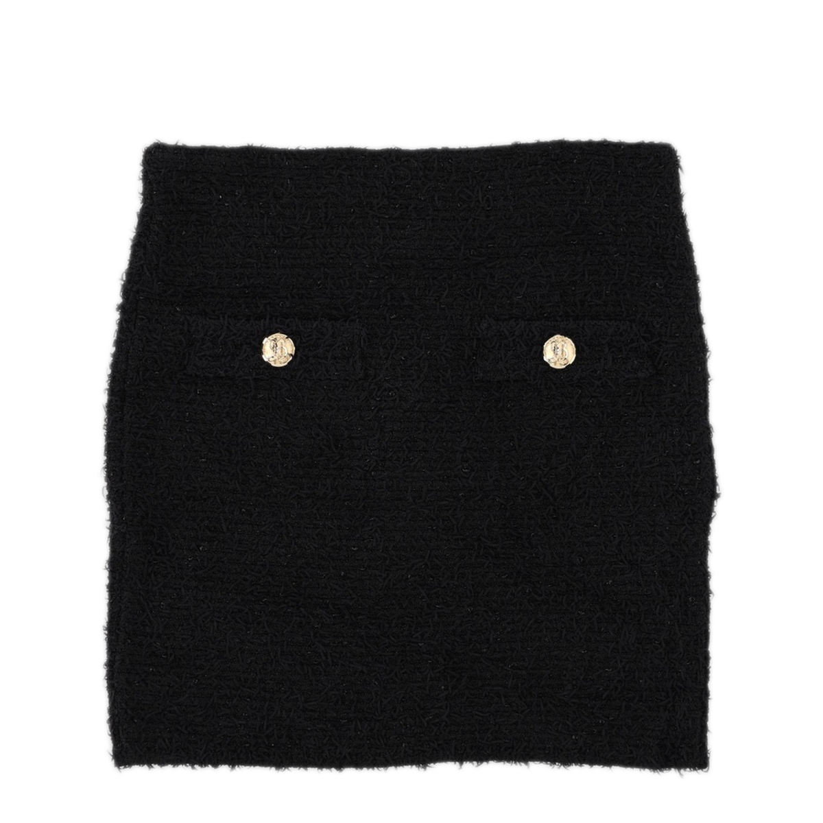 Tweed Mini Skirt With Logo Buttons