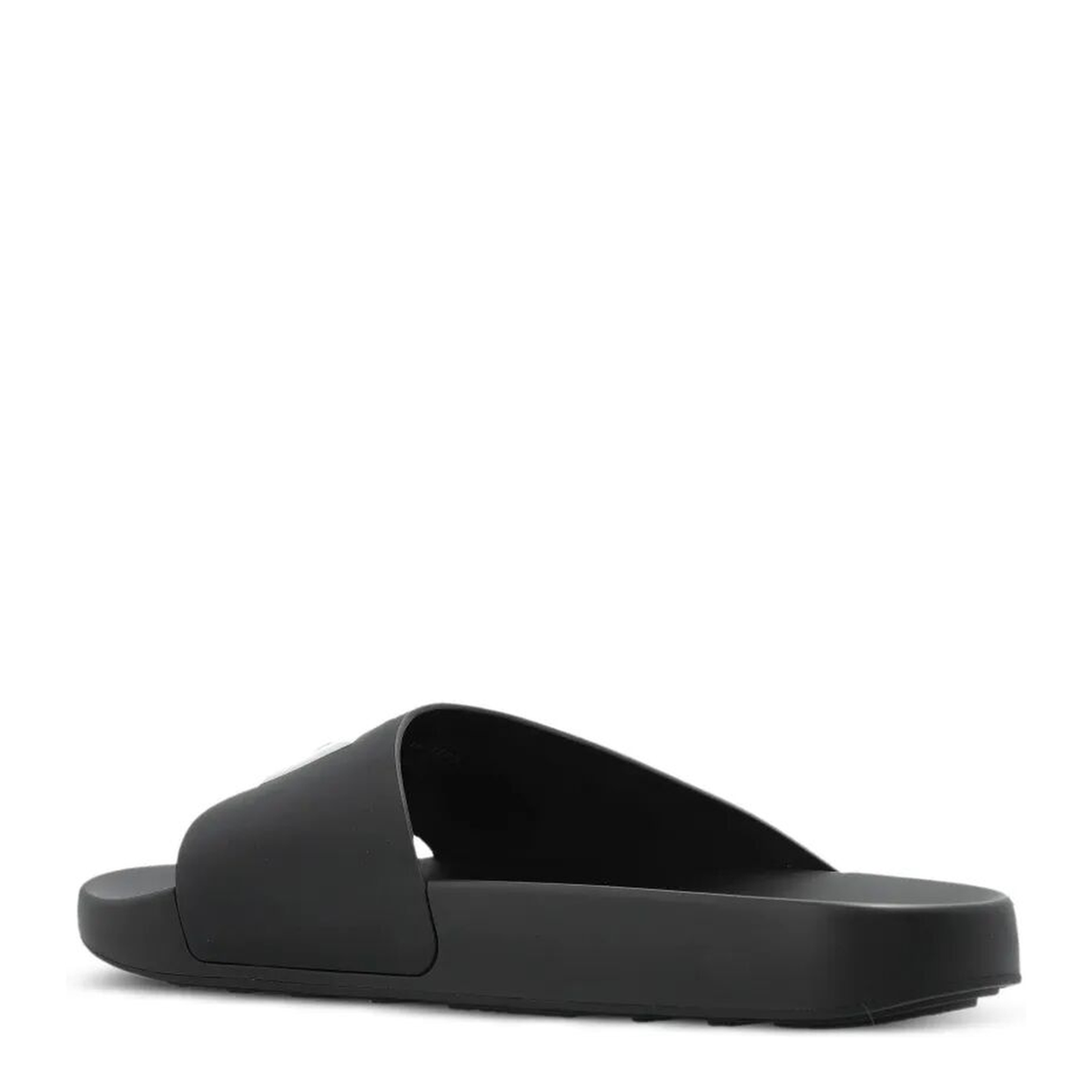 Label Flat Mules in Black Rubber