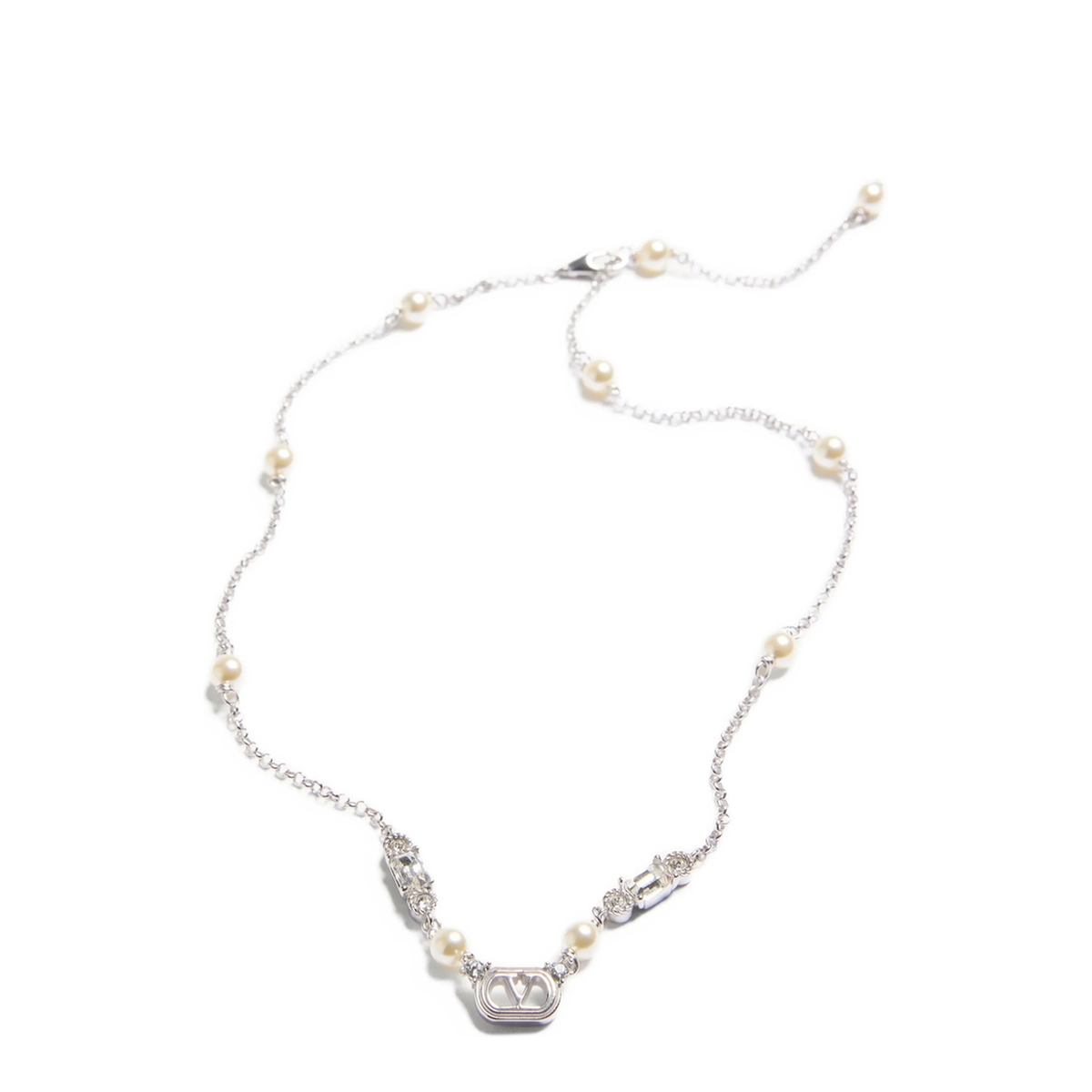 MAYFEYR - Valentino - Ovalette Necklace In Metal Pearls And Crystals - 9W2J0BH0WKDDFF