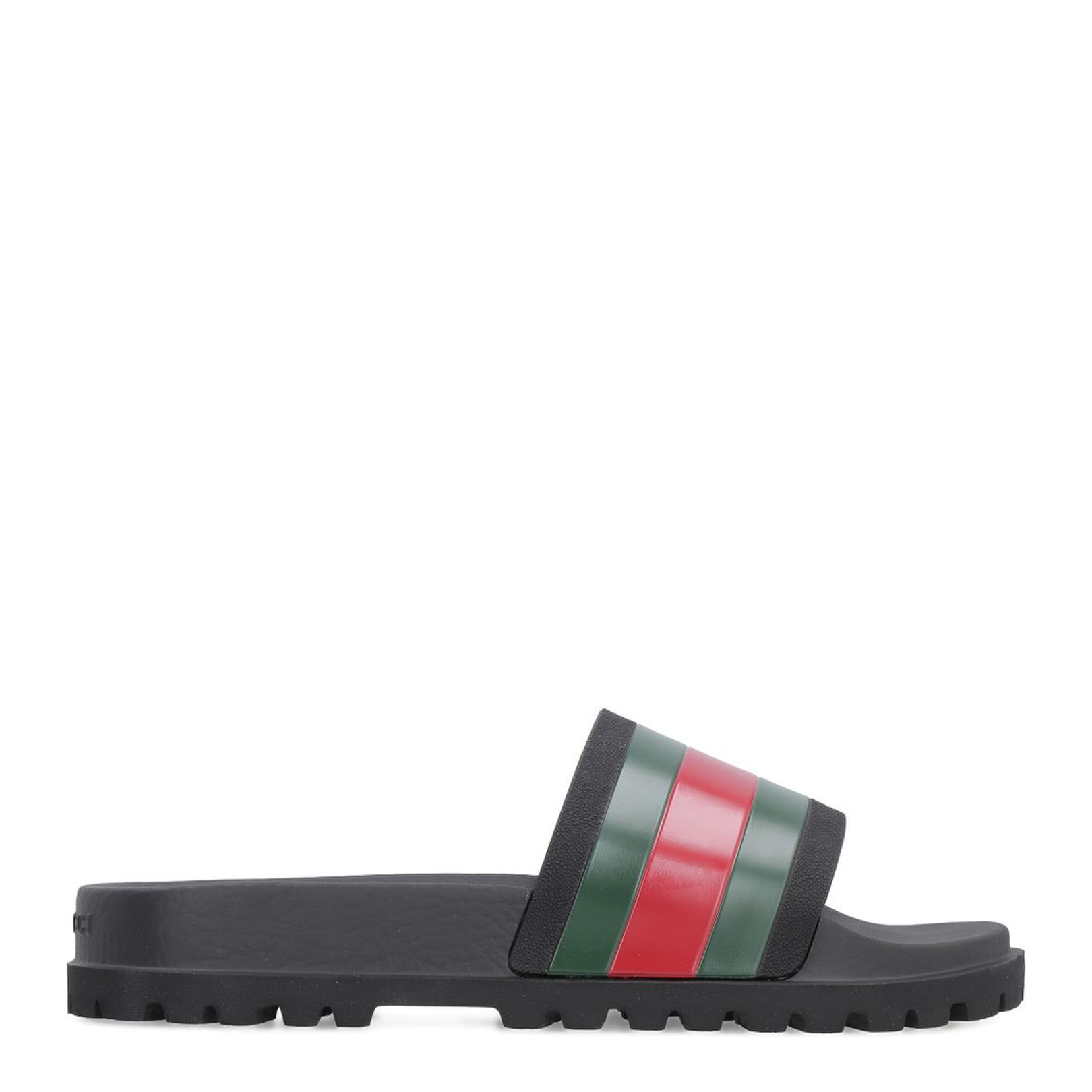 Black Rubber Web Slide Sandal