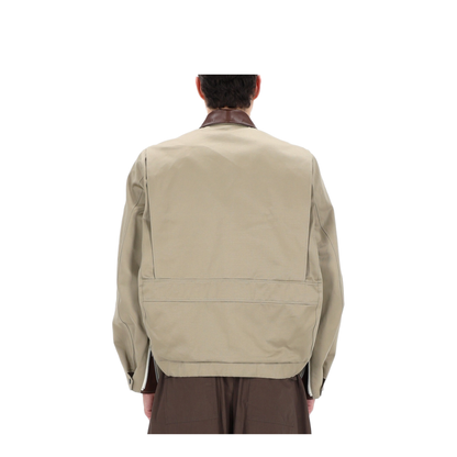 Jacket with Leather Collar