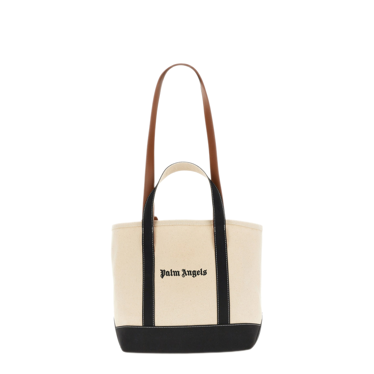 Logo-Print Canvas Tote - Off-white/black/brown