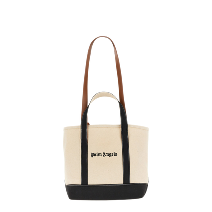 Logo-Print Canvas Tote - Off-white/black/brown