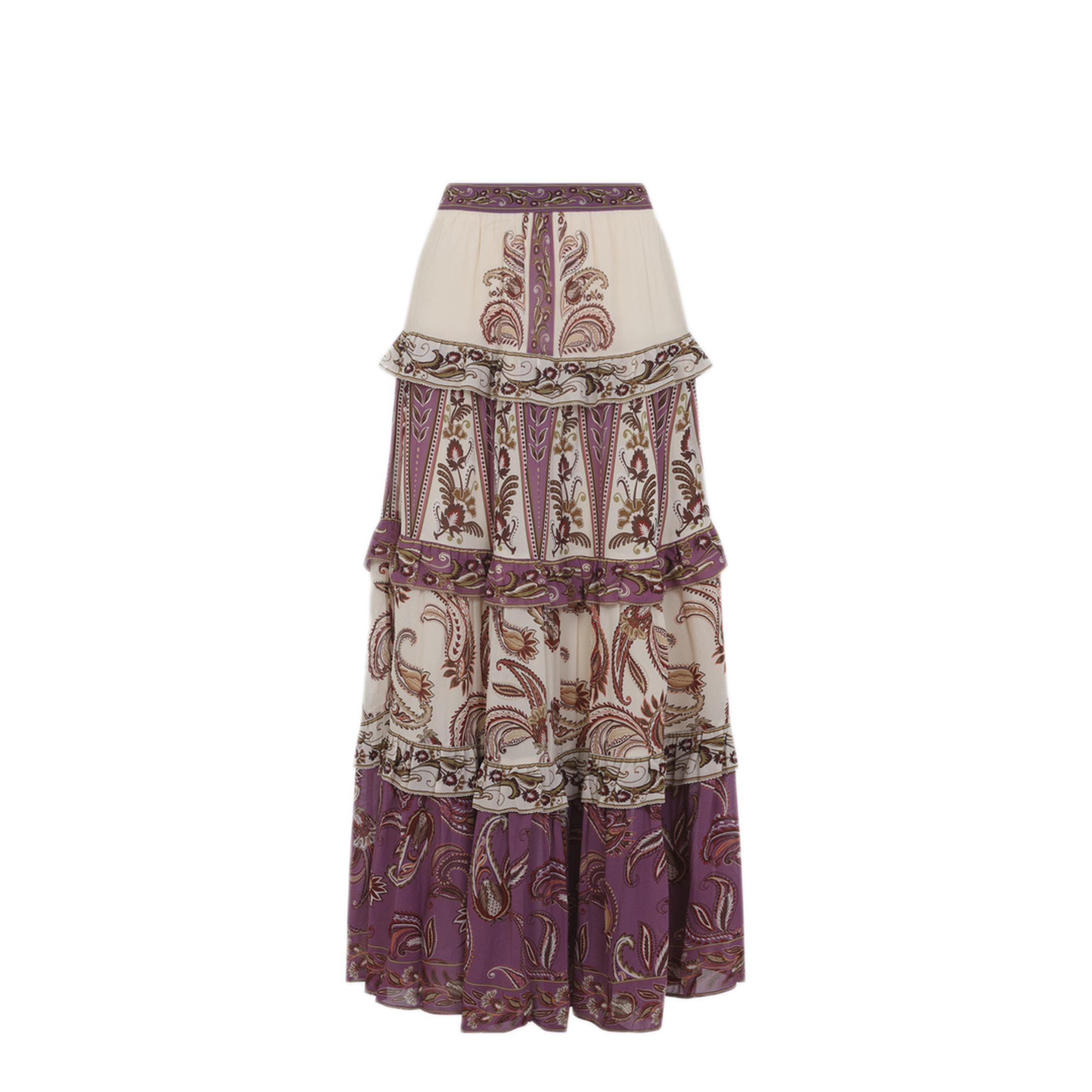 MAYFEYR - Farm Rio - Delicate Ainika Sand Viscose Long Skirt - 34413726029