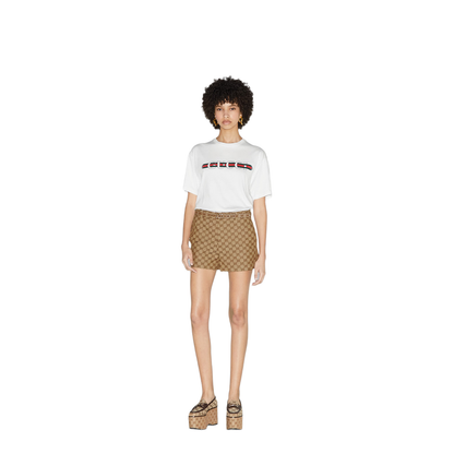 Printed Cotton Jersey T-Shirt in White