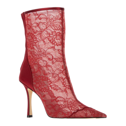 MAYFEYR - Jimmy Choo - Red Lace Faiz Ankle Boots - FAIZAB100HBVRUBYREDRUBYRED