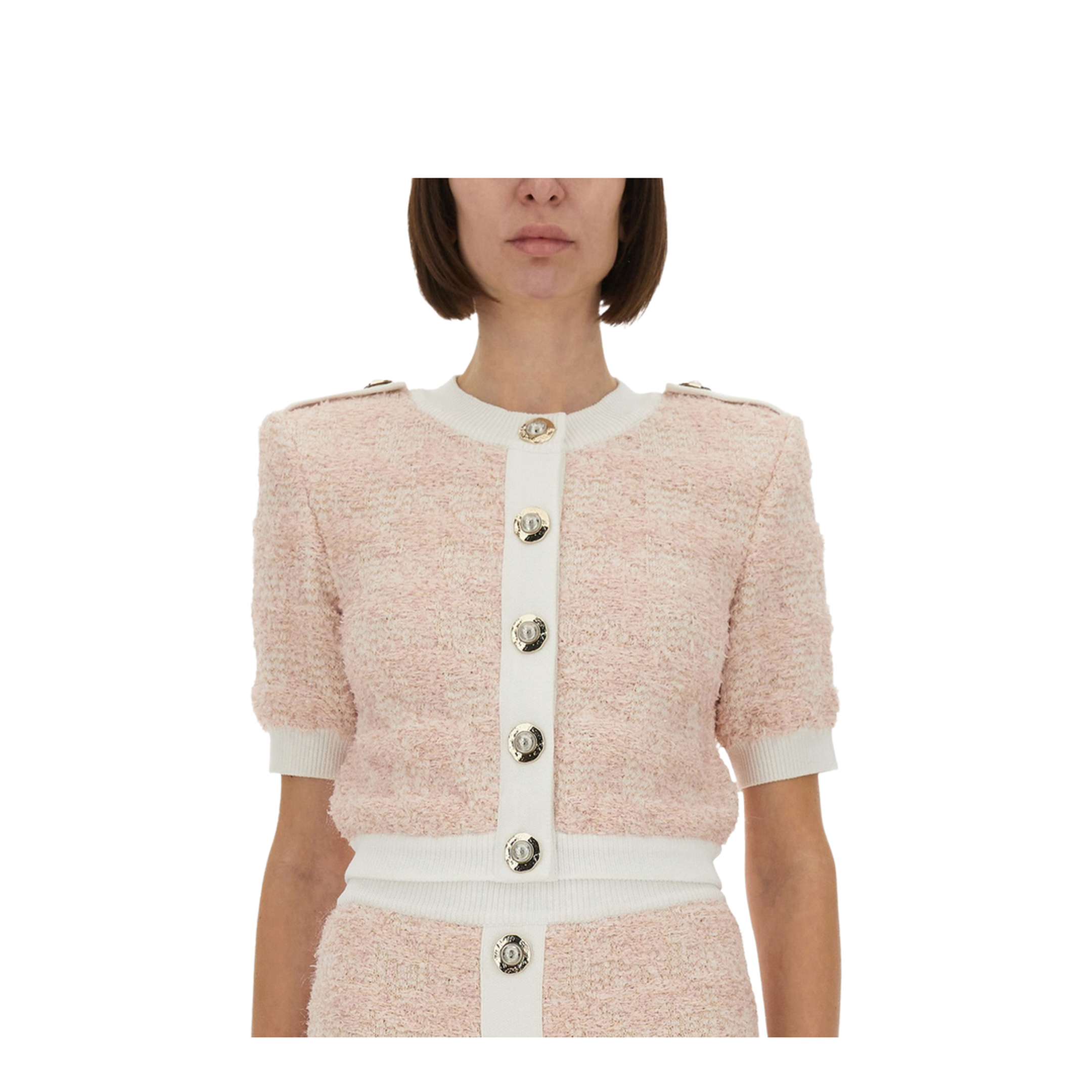 Short-Sleeved Knit Cardigan