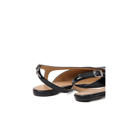Black Brushed Leather Tabi Slingback Sandals