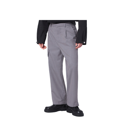 Grey Wool-Blend Trousers