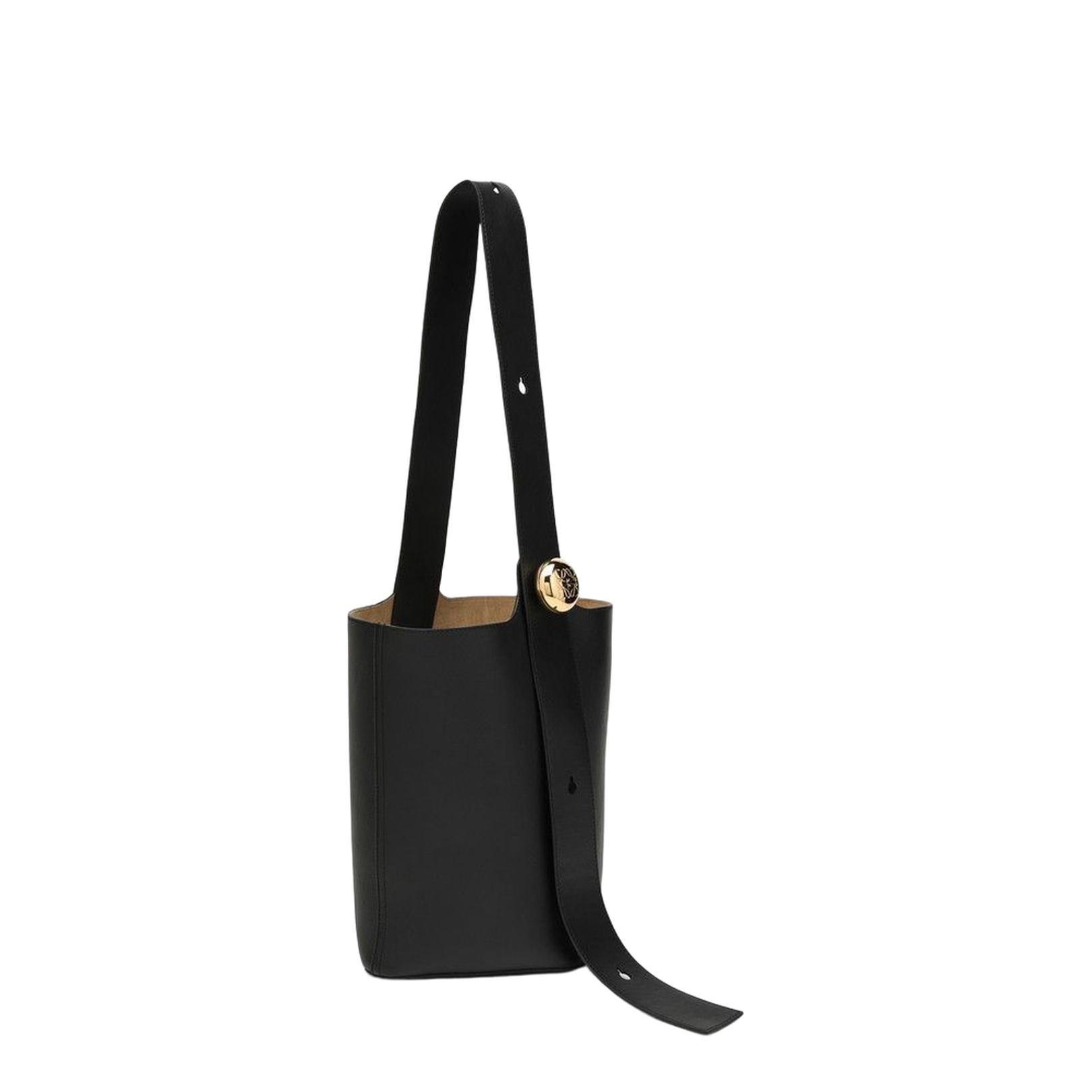 Medium Pebble Bucket Bag in Smooth Calfskin Black