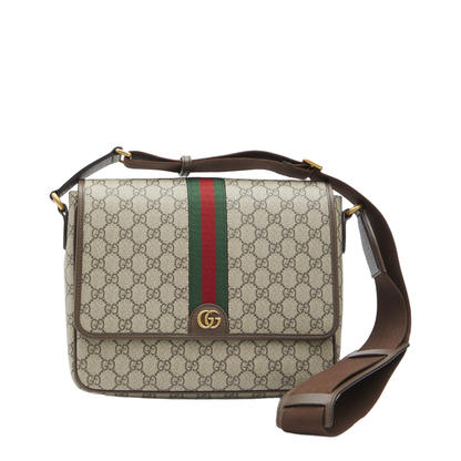 Ophidia Medium Canvas Messenger Bag - Beige