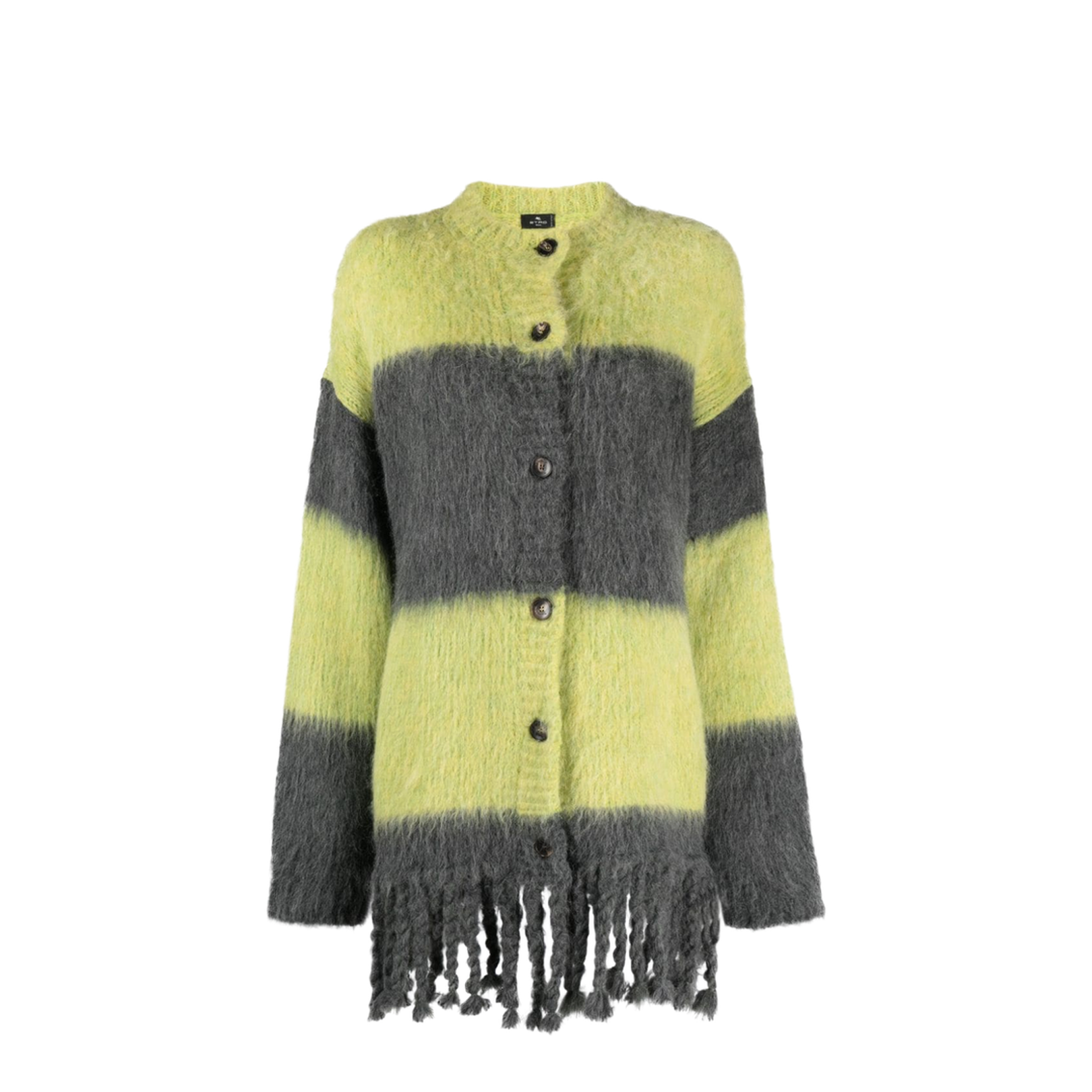 Striped Fringed Wool Cardigan