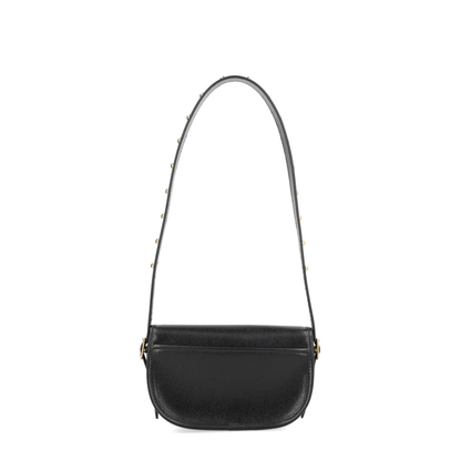 Safety-Pin-Detail Leather Shoulder Bag