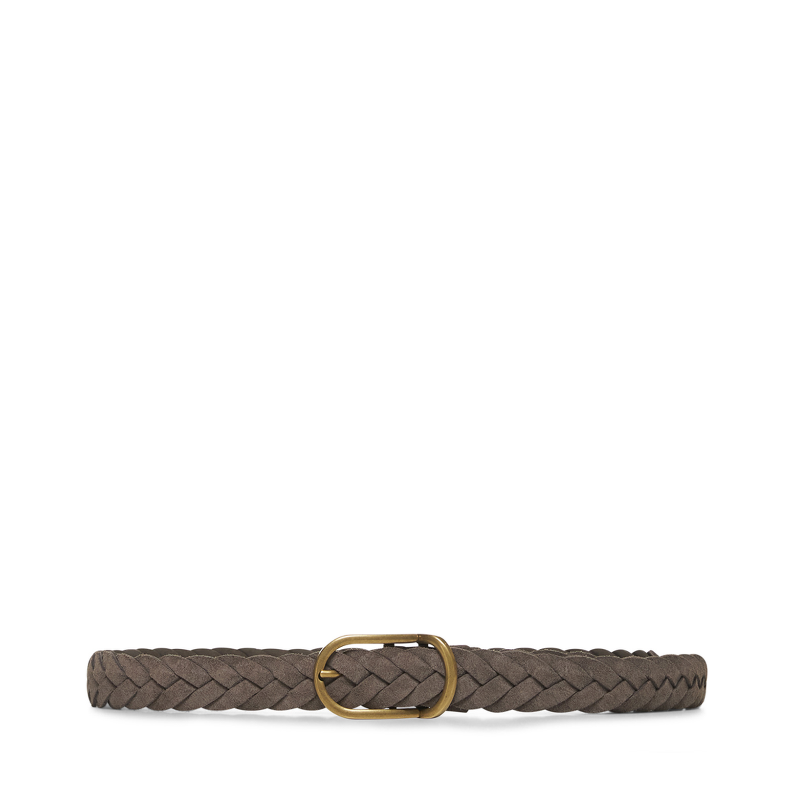 Woven Suede Belt with Rounded Buckle and Metal Loop