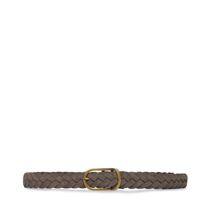 Woven Suede Belt with Rounded Buckle and Metal Loop