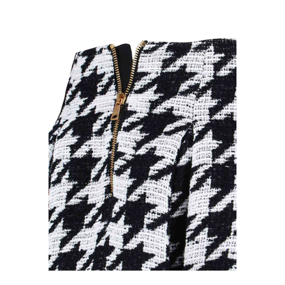 Tweed Pleated Mini Skirts Black