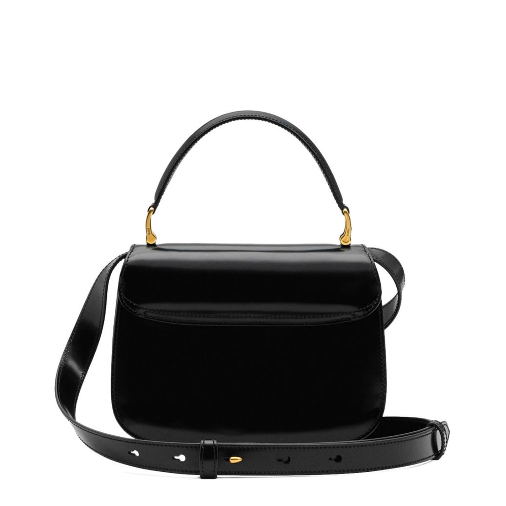 Black Glazed Leather Top Handle Bag