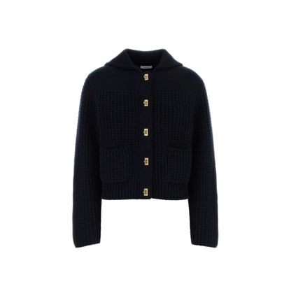 MAYFEYR - Ferragamo - Navy Blue Wool Blend Cardigan - 13I549796045NEWNAVY