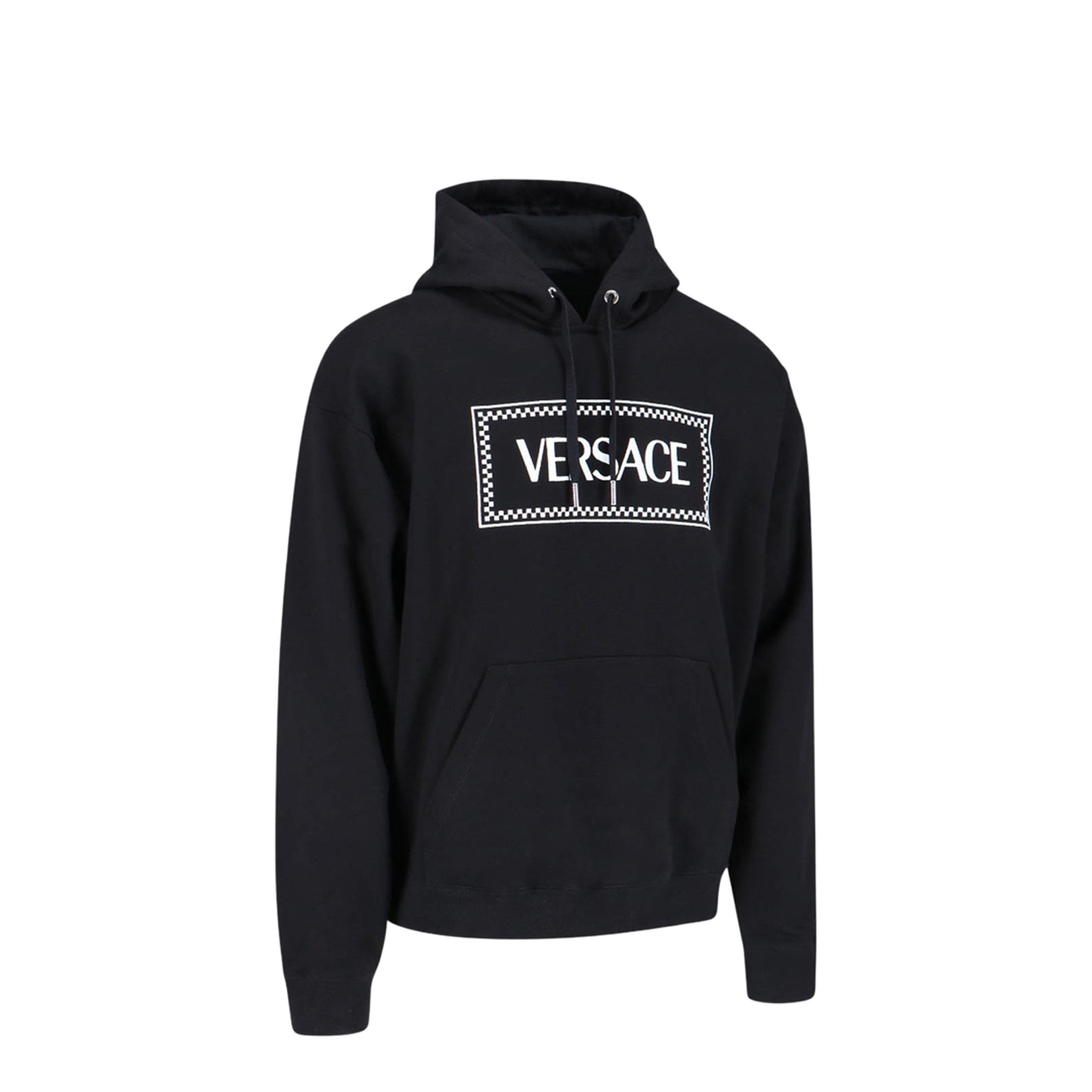 Black Hoodie with Contrasting Logo Lettering Print