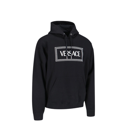 Black Hoodie with Contrasting Logo Lettering Print